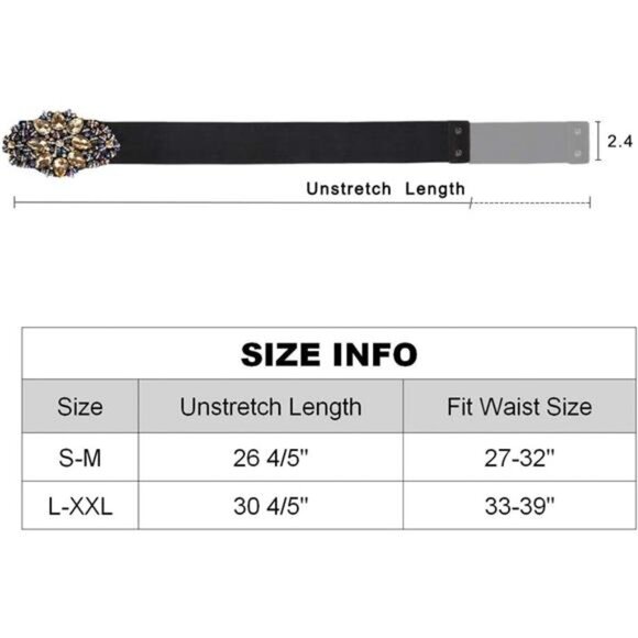 Women Rhinstone Belt FullCrystal Buckle Cummerbund WideElastic Waistband 7Colors - Picture 5 of 7